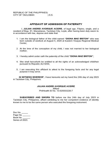 affidavit of admission of paternity philippines|PSA ADMINISTRATIVE ORDER NO. 1 SERIES OF 2016.